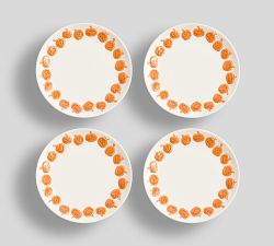 Jack-O-Lantern Stoneware Icon Appetizer Plates - Set of 4