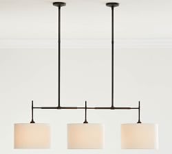 Linen Drum Shade Linear Chandelier (43")