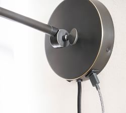 Fitz Adjustable Metal USB Plug-In Sconce (15'')
