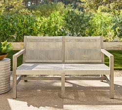 Indio Coastal Mahogany &amp; Rope Outdoor Loveseat (52")