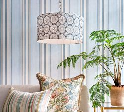 Kravet Medallion Linen Drum Pendant (24")