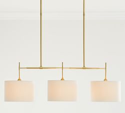 Linen Drum Shade Linear Chandelier (43")