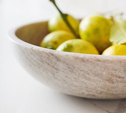Handcrafted Beige Marble Fruit Bowl