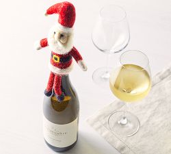 Santa Claus Felt Wine Topper
