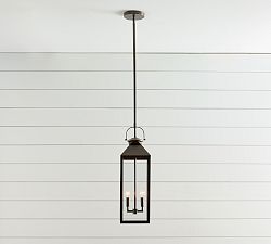 Open Box: Roman Outdoor Rectangular Recycled Glass Pendant (14") - Antique Copper