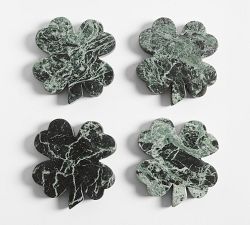 Four Leaf Clover Marble Coasters - Set of 4