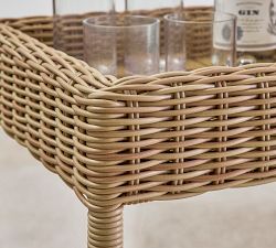 Huntington Wicker Outdoor Rolling Bar Cart (26")