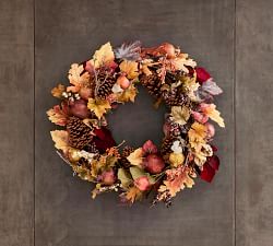 Faux Pomegranate &amp; Pinecone Wreath &amp; Garland
