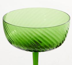 Green Swirl Coupe Glasses
