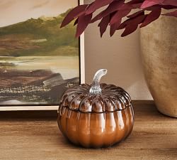 Handcrafted Pumpkin Lidded Recycled Glass Candles - Harvest Spice