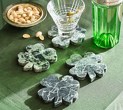 Four Leaf Clover Marble Coasters - Set of 4