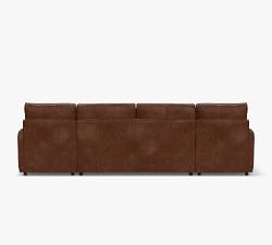 Pearce Square Arm Leather Double Chaise Sectional (130")