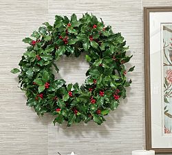 Handcrafted Faux Holly Branch Wreath