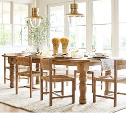 Heritage Farmhouse Turned Leg Extendable Dining Table