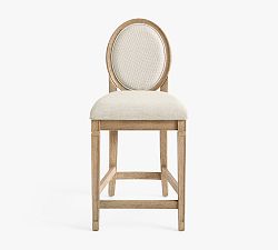 Open Box: Sausalito Upholstered Stool (26") - Performance Chateau Basketweave Oatmeal, Seadrift