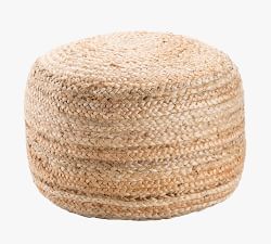 Round Hand Braided Jute Pouf