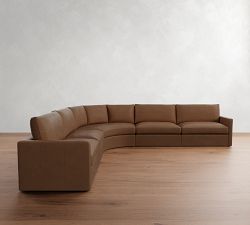 Westwood Slim Arm Leather 5-Piece Curved Wedge Sectional (145")