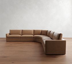 Westwood Slim Arm Leather 5-Piece Curved Wedge Sectional (145")