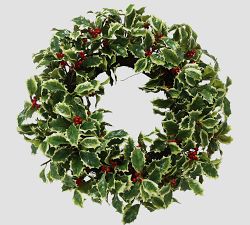 Handcrafted Faux Holly Branch Wreath