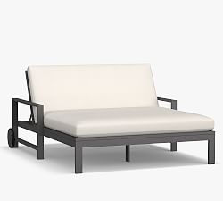 Indio Metal Outdoor Double Chaise with Wheels