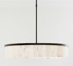 Open Box: Windham Alabaster Tile Round Chandelier (42")