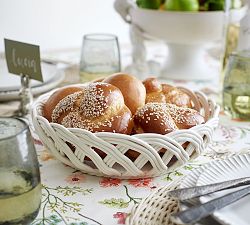 Rustic Woven Ceramic Serving Bowl