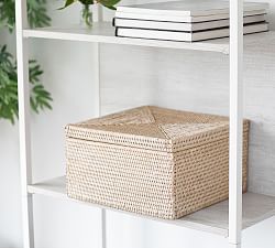 Tava Handwoven Rattan Square Storage Box With Lid