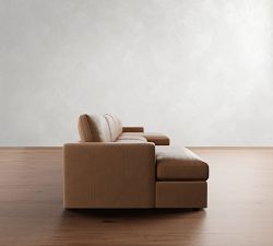 Westwood Square Arm Leather Double Chaise Sectional (172"&ndash;185")