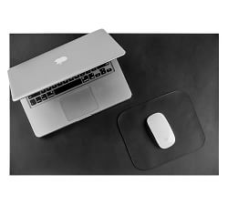 Leather Blotter And Mouse Pad Set, Tan/Black