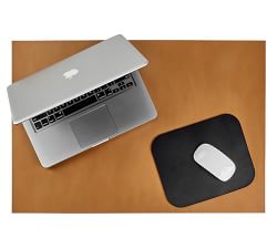 Leather Blotter And Mouse Pad Set, Tan/Black