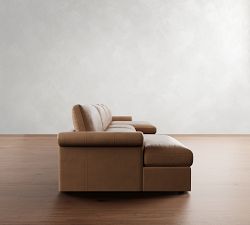 Westwood Roll Arm Leather Double Chaise Sectional (178"&ndash;191")