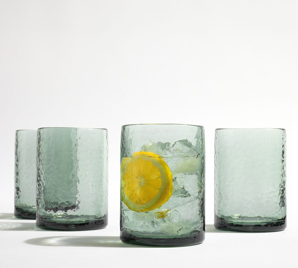 Hammered Outdoor Tumblers - Set of 4 - Mist Blue