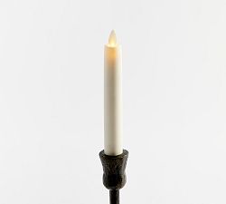 Open Box: Premium Flickering Flameless Wax Taper Candle, Single, 6" - White