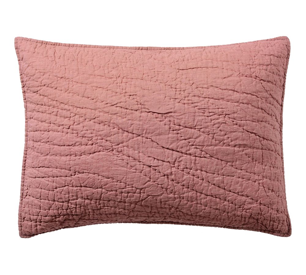 Pottery Barn - Belgian Flax Linen Standard Quilted Sham in Rosewood (Set of 2)