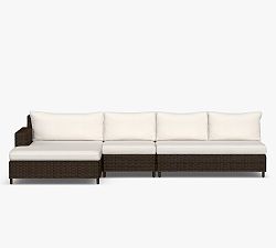Torrey Square Arm Sectional 3pc - 1 LA Double Chaise, 1 Armless Loveseat, 1 Armless Chair, High Performance Canvas; White