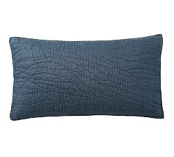 Open Box: Belgian Flax Linen Handcrafted Quilted Sham, King, Set of 2 - Denim