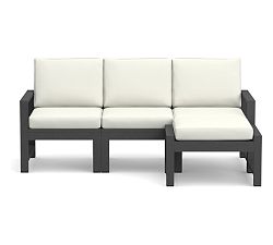 Indio 4pc-Ottoman, 3  Chair/LA/RA Sect. Cushions, High Performance Canvas; White