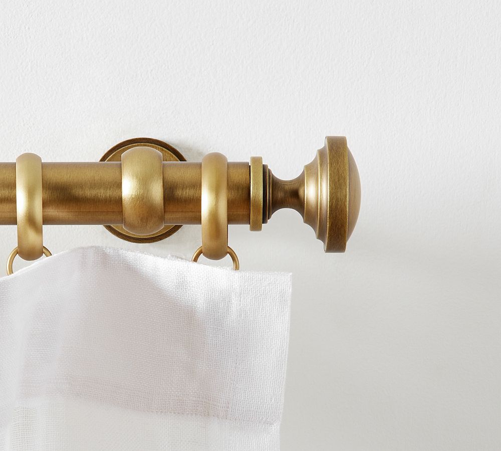 Somorset Curtain Rod 48"- 88" - Burnished Brass, 1.25" Diam.