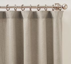 Open Box: Belgian Flax Linen Blackout Curtain, 50"W x 120"L - Flax