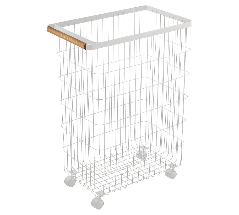 Tosca Slim Rolling Laundry Basket, White - White