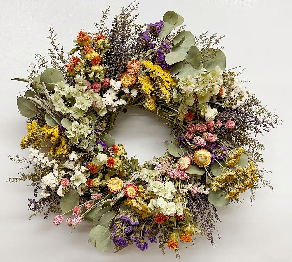 Handmade Dried English Garden Wreath - 20"