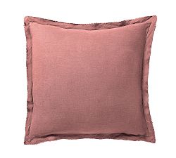 Open Box: Belgian Flax Linen Double Flange Sham, Euro Set of 2 - Rosewood