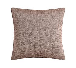 Open Box: Belgian Flax Linen Handcrafted Quilted Sham, Euro Set of 2 - Coffee