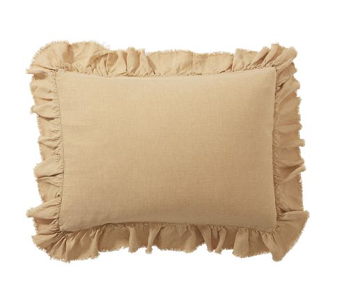 Belgian Flax Linen Fringe Ruffle Sham, Tumbleweed, Standard, Set of 2