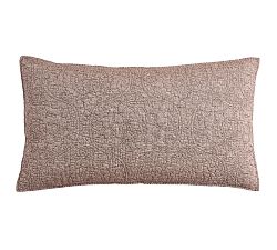 Open Box: Belgian Flax Linen Floral Stitch Quilted Sham, King, Set of 2 - Coffee