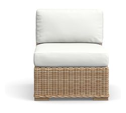Huntington Outdoor Sectional Cushion Cover Armless Chair Square Arm, HP Canvas; White