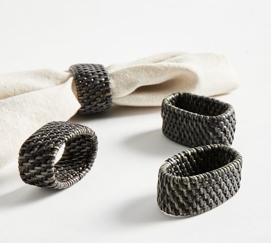 Tava Handwoven Rattan Oval Napkin Rings - Thumbnail 5