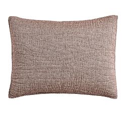 Open Box: Belgian Flax Linen Handcrafted Quilted Sham, Standard Set of 2 - Coffee