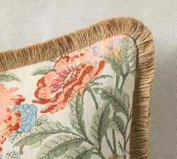 Kravet Garden Floral Ikat Pillow With Fringe
