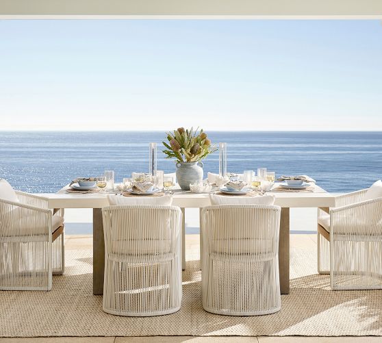 Pomona Concrete & Acacia Rectangular Outdoor Dining Table (86")